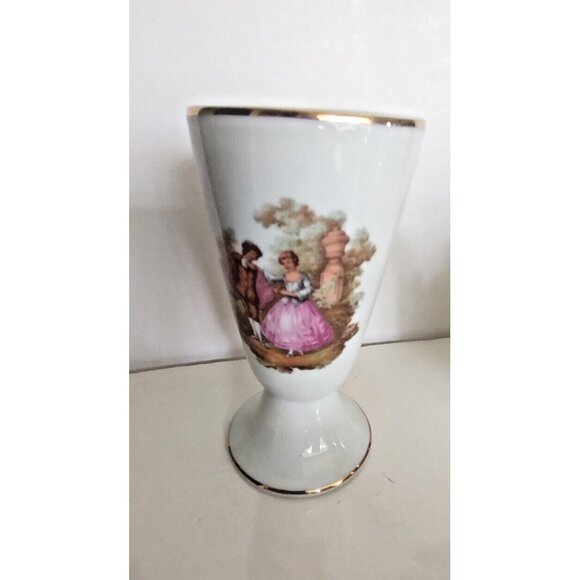 Limoges France Victorian Courting Couple Goblet/Vase 5 1/4" Tall - Picture 3 of 9